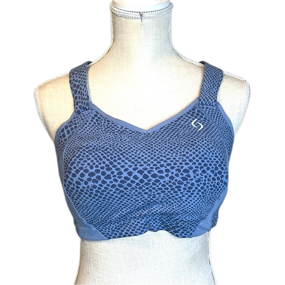 NWOT Moving Comfort High Impact Indigo Exotic Juno Sports Bra 38D